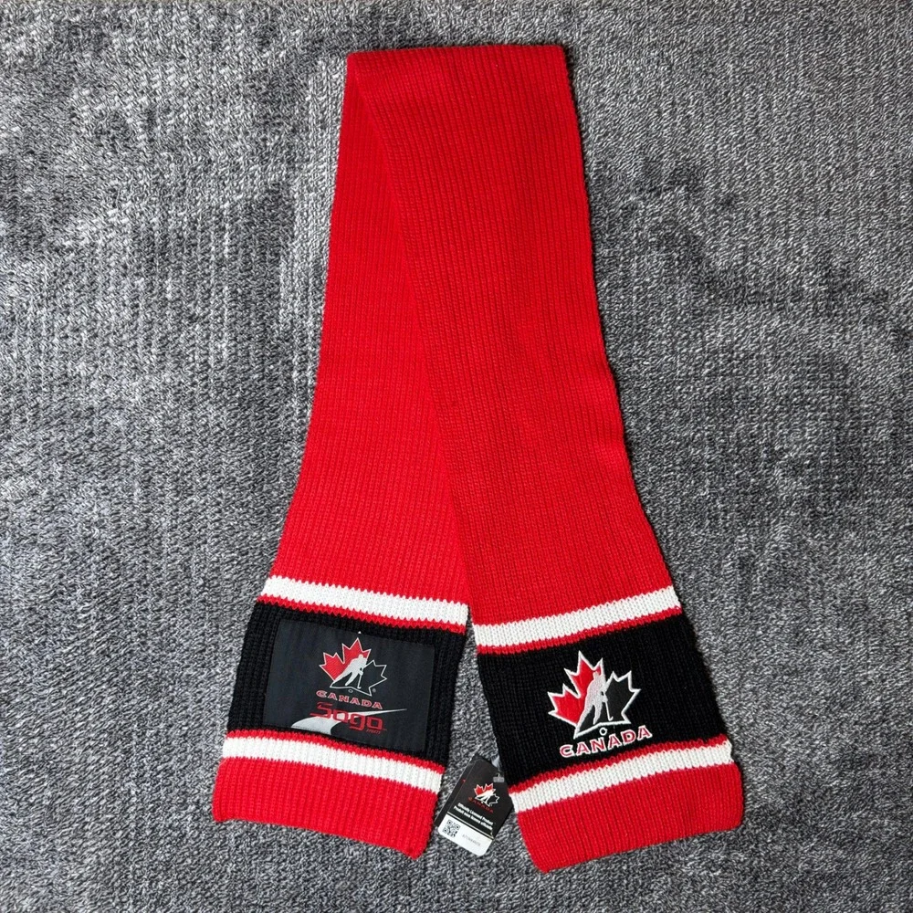 Hockey Canada Saga Sports Scarf Red White Black Knit Team Canada NWT